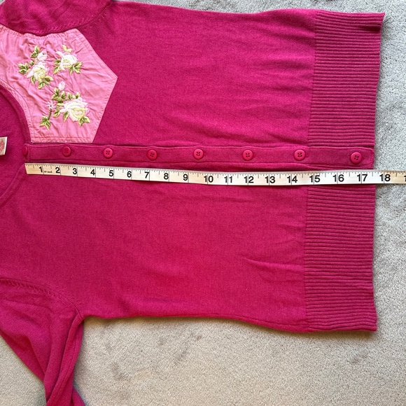 Vintage Cardigan Nine West Women's Small Embroidered Floral Pink Western Girly - Picture 3 of 8